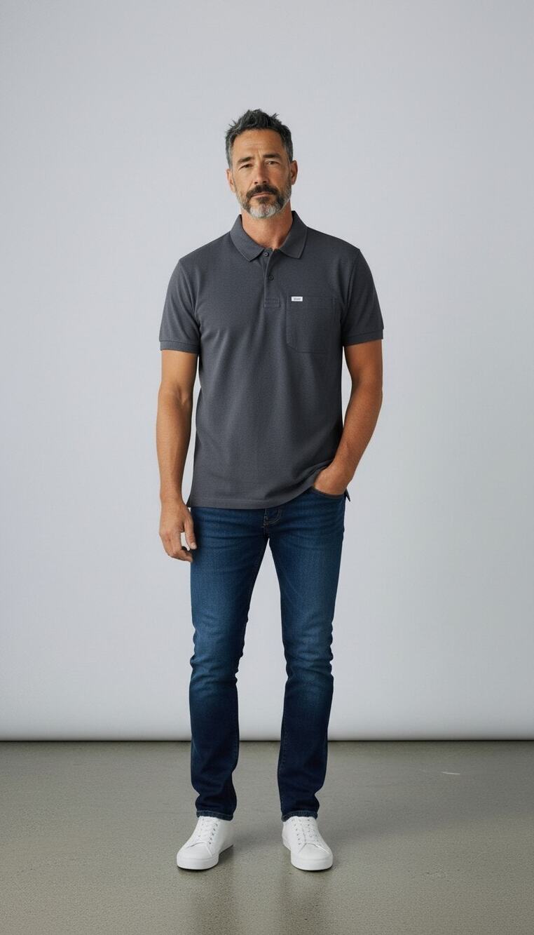 Figs - Mens Technical Pique Scrub Polo in Black size Small